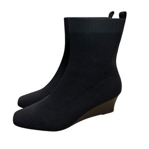 Vivaia Margot Wedge Booties Square Toe Water Repellant Black Size 42 US 10.5